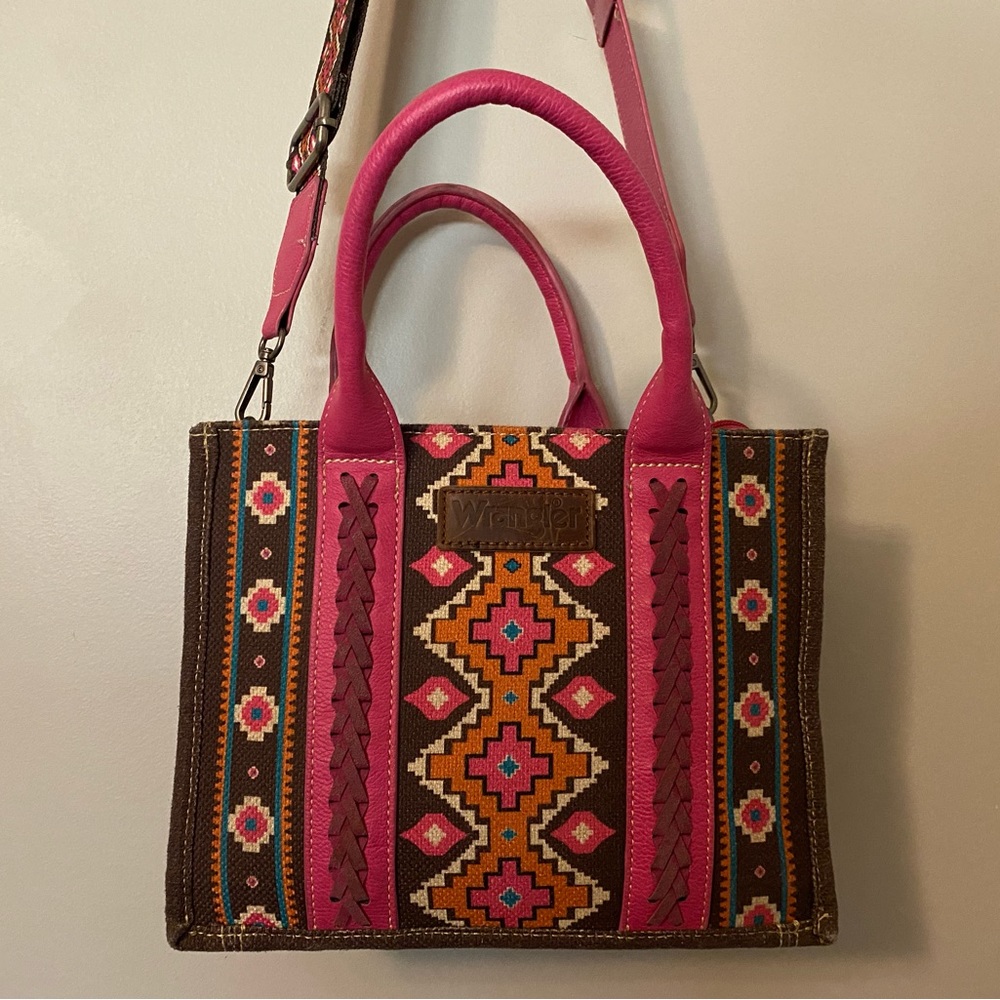 Wrangler Pink Aztec Tote Purse Crossbody